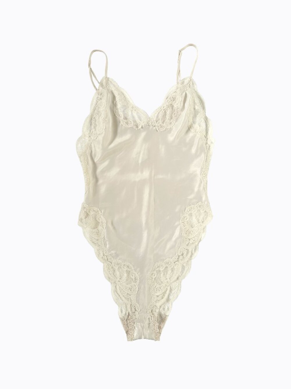Vtg Wonder Maid Ivory Lace Teddy Lingerie Cami XXS Hi-Cut Coquette Bridal USA